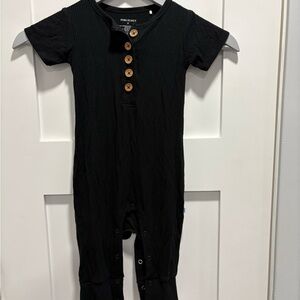 Posh Peanut Charcoal Button-Up Romper